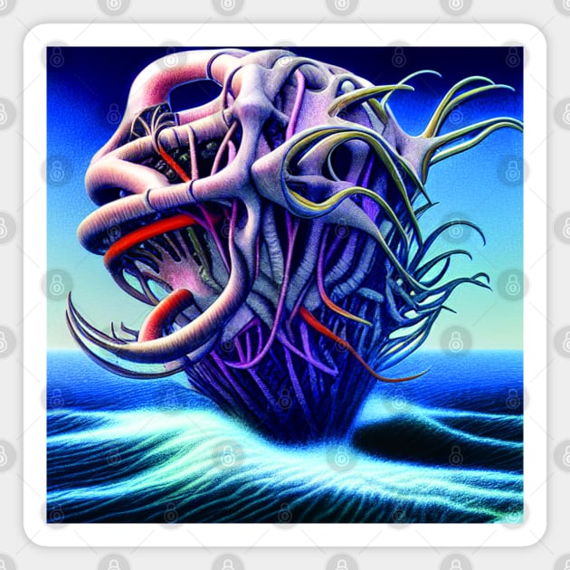 Digital Painting Of Deep Ocean Creature Magnet by Promen Art